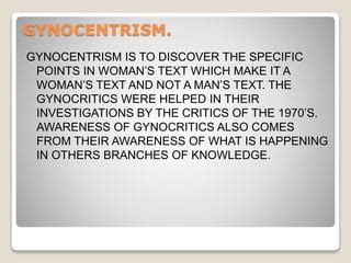 gynocentryzm|gynocentrism definition